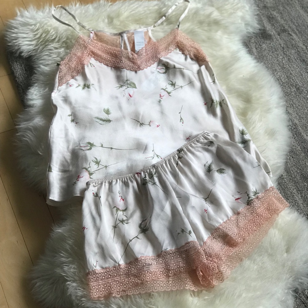 Rose colored silk pajamas